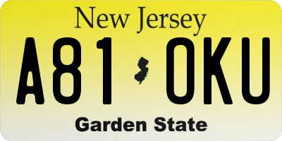 NJ license plate A81OKU