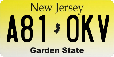 NJ license plate A81OKV