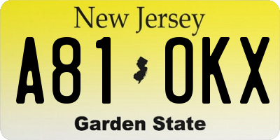 NJ license plate A81OKX