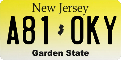 NJ license plate A81OKY