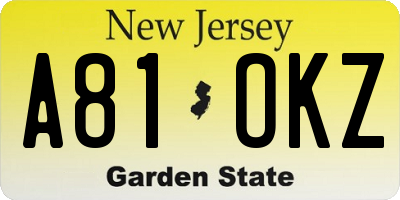 NJ license plate A81OKZ