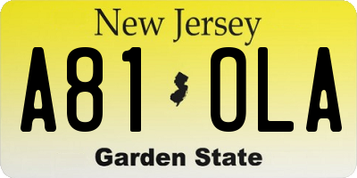 NJ license plate A81OLA
