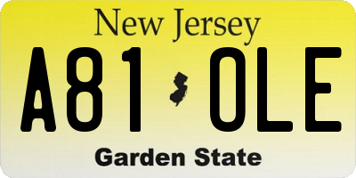 NJ license plate A81OLE