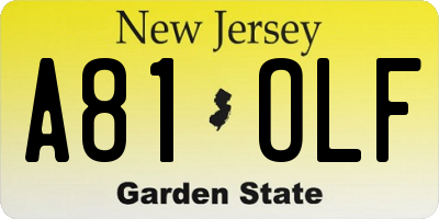 NJ license plate A81OLF