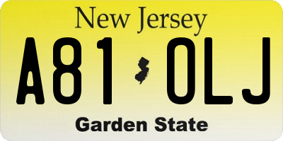 NJ license plate A81OLJ