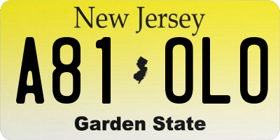 NJ license plate A81OLO