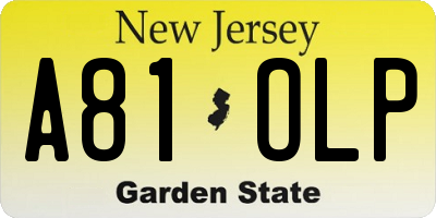 NJ license plate A81OLP