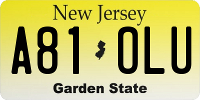 NJ license plate A81OLU