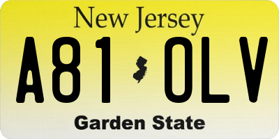 NJ license plate A81OLV