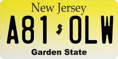 NJ license plate A81OLW
