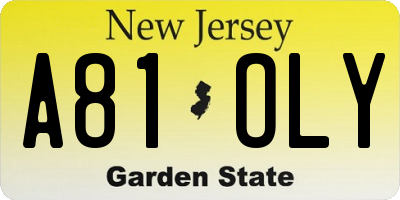 NJ license plate A81OLY