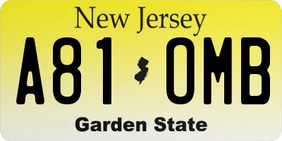 NJ license plate A81OMB