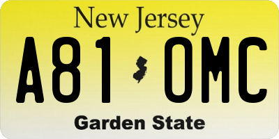 NJ license plate A81OMC