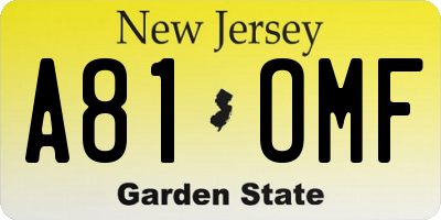 NJ license plate A81OMF