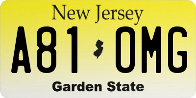 NJ license plate A81OMG