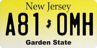 NJ license plate A81OMH