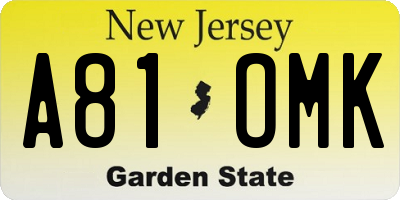 NJ license plate A81OMK
