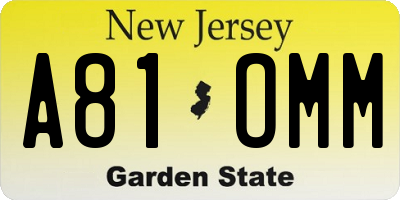 NJ license plate A81OMM