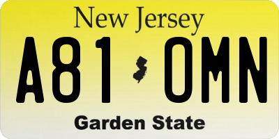 NJ license plate A81OMN