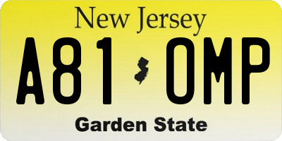 NJ license plate A81OMP