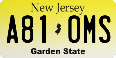 NJ license plate A81OMS