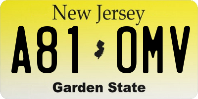 NJ license plate A81OMV