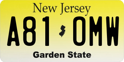 NJ license plate A81OMW