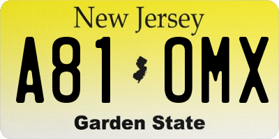NJ license plate A81OMX