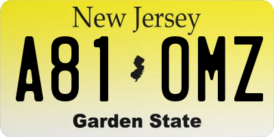 NJ license plate A81OMZ
