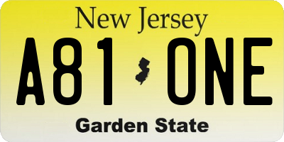 NJ license plate A81ONE