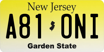 NJ license plate A81ONI