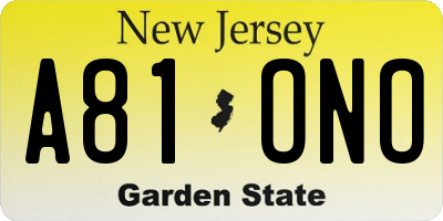 NJ license plate A81ONO