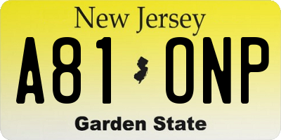 NJ license plate A81ONP