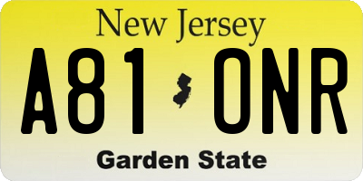 NJ license plate A81ONR