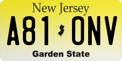 NJ license plate A81ONV