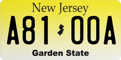 NJ license plate A81OOA