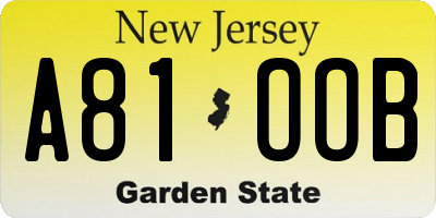 NJ license plate A81OOB