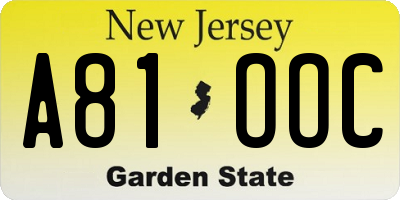 NJ license plate A81OOC