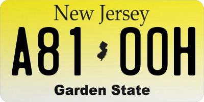 NJ license plate A81OOH