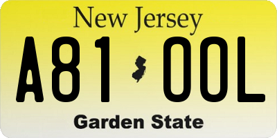 NJ license plate A81OOL