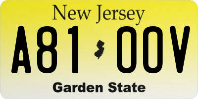 NJ license plate A81OOV