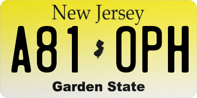 NJ license plate A81OPH
