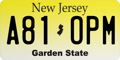 NJ license plate A81OPM