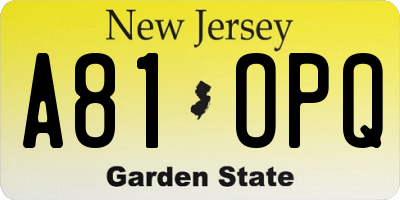 NJ license plate A81OPQ
