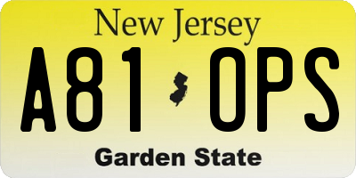 NJ license plate A81OPS