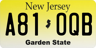 NJ license plate A81OQB