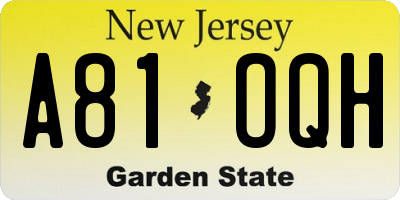 NJ license plate A81OQH