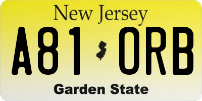 NJ license plate A81ORB