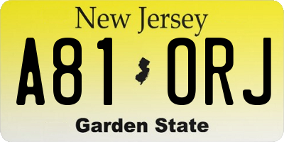 NJ license plate A81ORJ