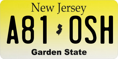 NJ license plate A81OSH